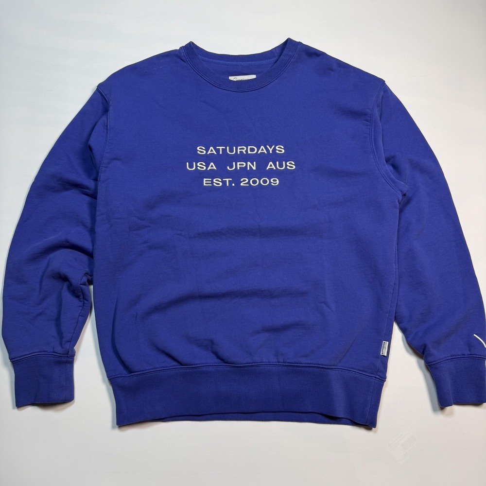Saturdays New York City Sweatshirt Mens Small Blue USA JPN AUS Graphic Crewneck